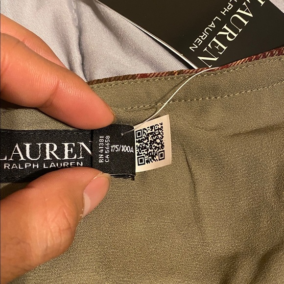 Lauren Ralph Lauren Plaid Ruffle-Trim Georgette Skirt Green Farm Olive 10 NWT - Picture 4 of 8